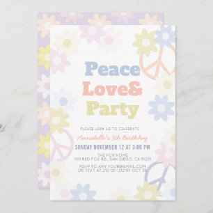 Peace Liebe & Party Girl zum Geburtstag Einladung