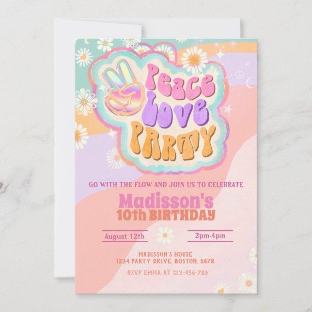 Peace Liebe Party Groovy Einladung (Vorderseite)