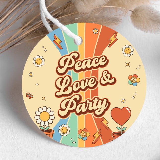 Peace Liebe Party Retro Rainbow 6. Geschenkanhänger (Von Creator hochgeladen)