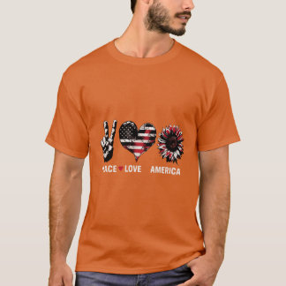 Peace, Liebe & Patriotic Vibes - USA Freedom Desig T-Shirt