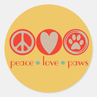 Peace Liebe Paws Runder Aufkleber