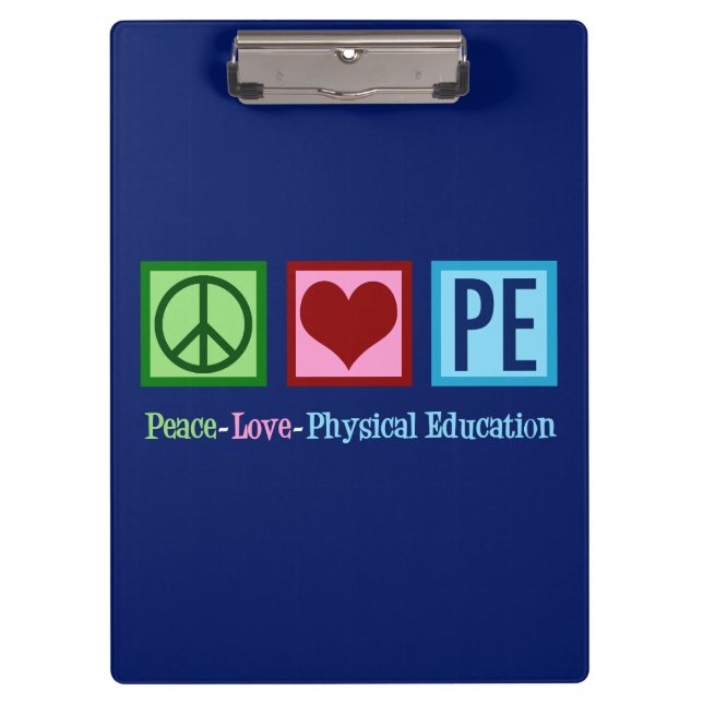 Peace Liebe PE Teacher Klemmbrett (Vorderseite)