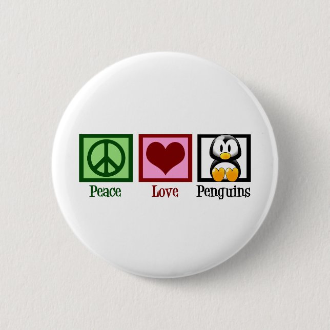 Peace Liebe Penguins Button (Vorderseite)