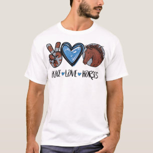 Peace Liebe Pferde Funny T-Shirt für Pferd Lover T