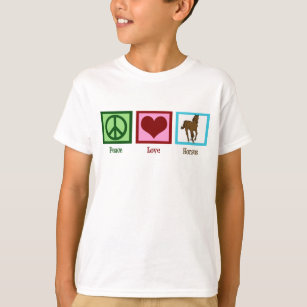 Peace Liebe Pferde Niedlich Pferde Kinder T-Shirt