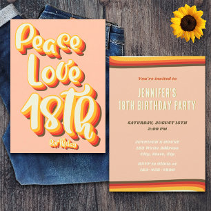 Peace Liebe Pfirsich Retro Groovy Sonnenuntergang Einladung