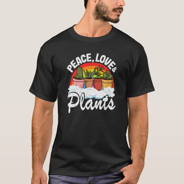 Peace Liebe & Pflanze Retro Rainbow Landscaper Pfl T-Shirt (Vorderseite)