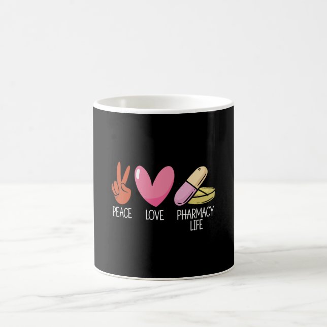 Peace Liebe Pharmacy Life Tech Medicine Pharmacist Kaffeetasse (Mittel)