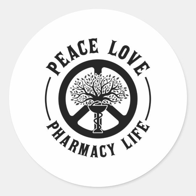 Peace Liebe Pharmacy Technicer Apotheker Runder Aufkleber (Vorderseite)