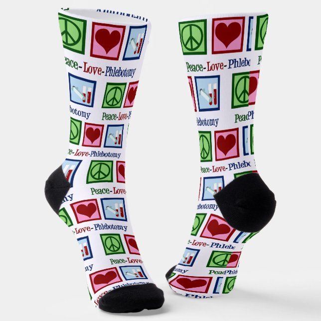 Peace Liebe Phlebotomie Niedlich Phlebotomist Socken (Gewinkelt)