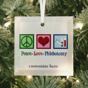 Peace Liebe Phlebotomie Personalisiert Weihnachten Ornament Aus Glas