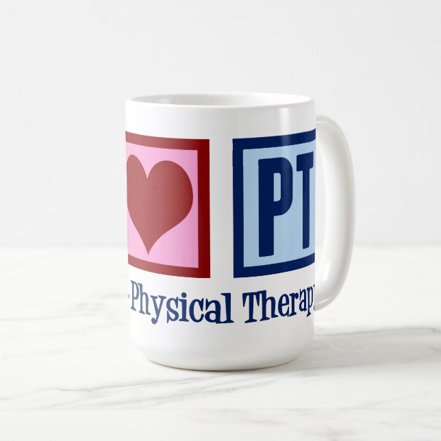 Peace Liebe Physikalische Therapie Niedlich PT Kaffeetasse (VorderseiteRechts)