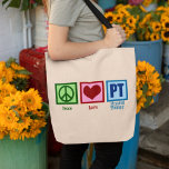 Peace Liebe Physiotherapeut Tragetasche<br><div class="desc">Ein Friedenszeichen,  Herz und die Buchstaben PT für die Physiotherapie.</div>