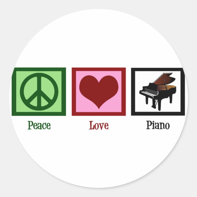Peace Liebe Piano Runder Aufkleber (Vorderseite)