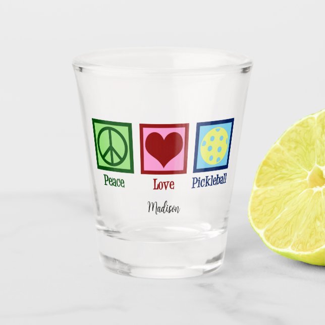 Peace Liebe Pickleball Niedlich Personalisiert Schnapsglas (Vorderseite)