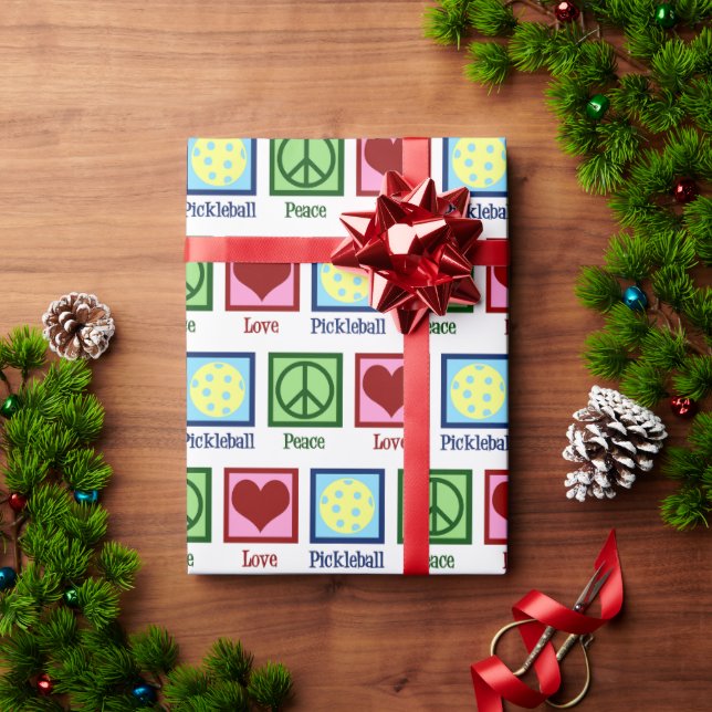 Peace Liebe Pickleball Niedlich Weihnachten Geschenkpapier (Feiertagsgeschenk)