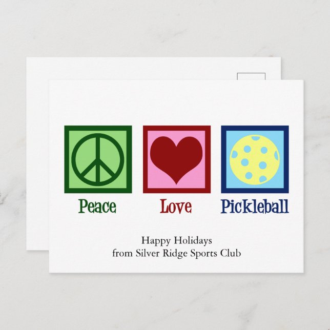 Peace Liebe Pickleball Niedlicher Urlaub Postkarte (Vorne/Hinten)