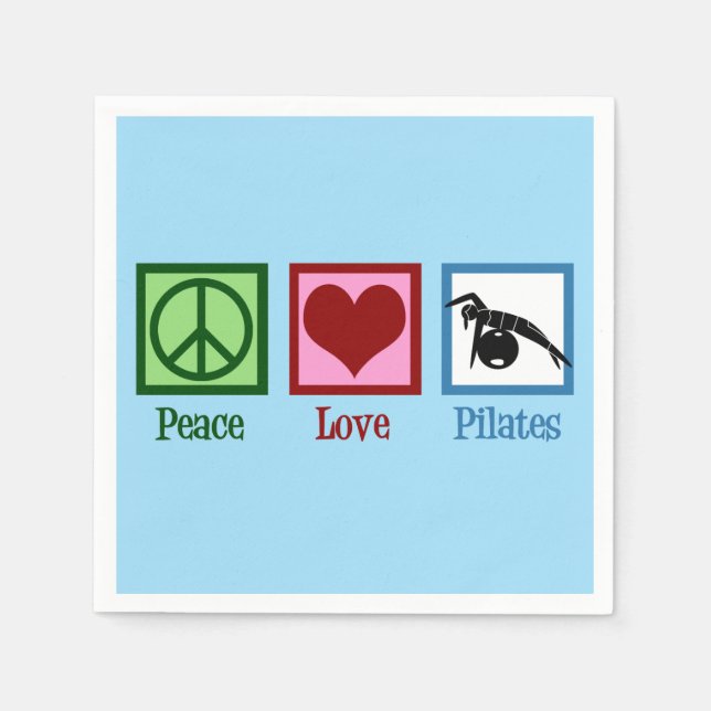 Peace Liebe Pilates Instructor Niedlich Blue Party Serviette (Vorderseite)
