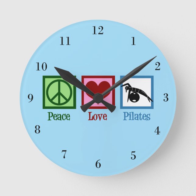Peace Liebe Pilates Runde Wanduhr (Vorderseite)