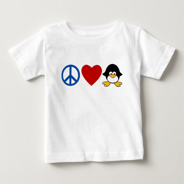 Peace Liebe Pinguin Baby T - Shirt, Tasse Baby T-shirt (Vorderseite)