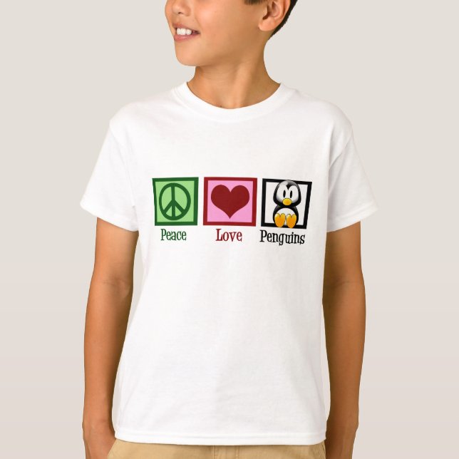 Peace Liebe Pinguine Kids T-Shirt (Vorderseite)