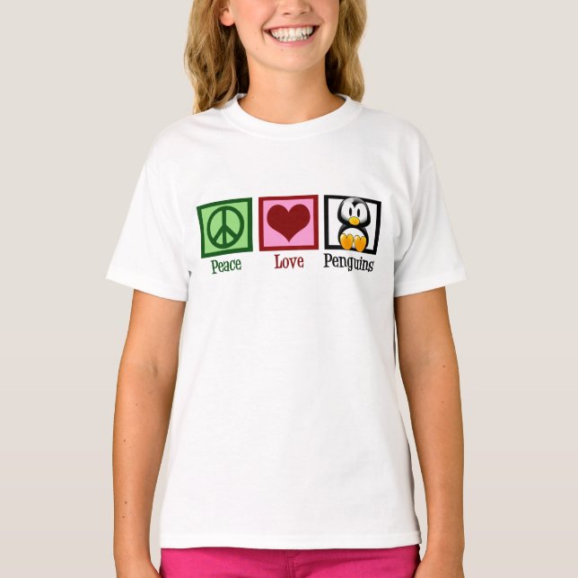 Peace Liebe Pinguine Niedlich Penguin Kids T-Shirt (Vorderseite)
