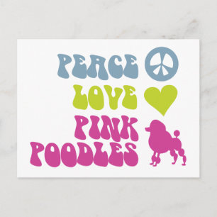 Peace Liebe Pink Poodles Postcard, personalisieren Postkarte