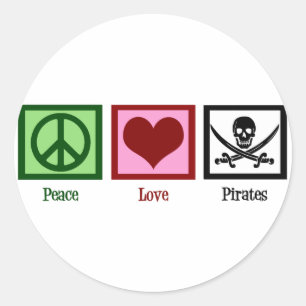 Peace Liebe Pirates Runder Aufkleber