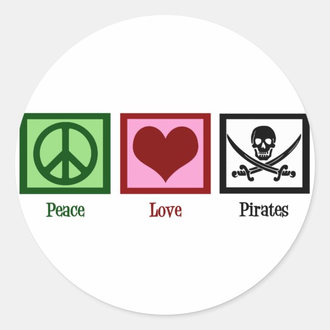 Peace Liebe Pirates Runder Aufkleber (Vorderseite)