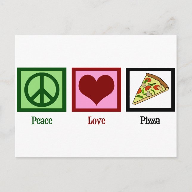 Peace Liebe Pizza Postkarte (Vorderseite)