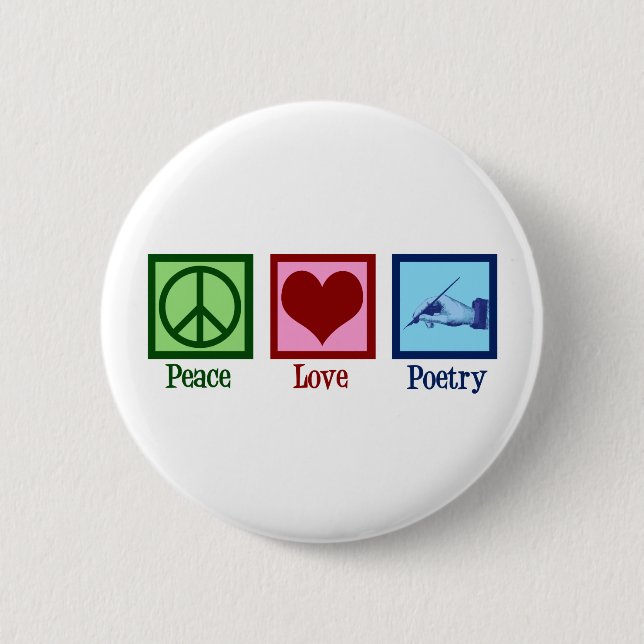 Peace Liebe Poetry Hübsch Poet Button (Vorderseite)