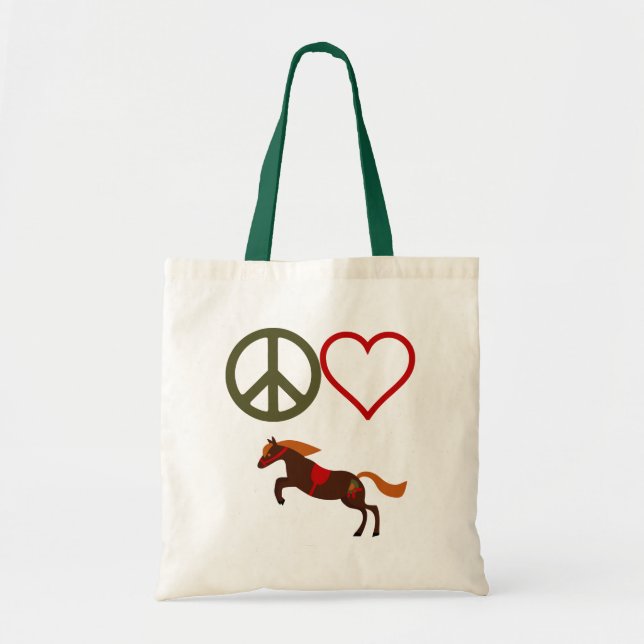 Peace Liebe Ponies Retro Jumping Horse Tragetasche (Vorne)