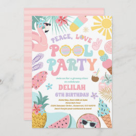 Peace Liebe Pool Party Groovy Sommerpool Geburtsta Einladung