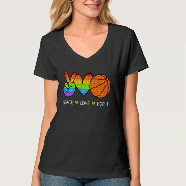Peace Liebe Pop It Basketball Fidget T-Shirt (Vorderseite)