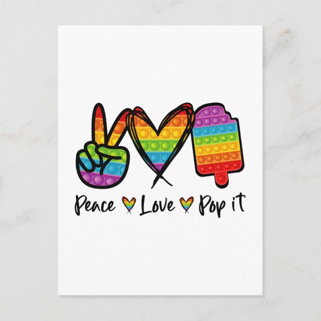 Peace Liebe Pop IT Postkarten, Regenbogen Pop IT Postkarte (Vorderseite)