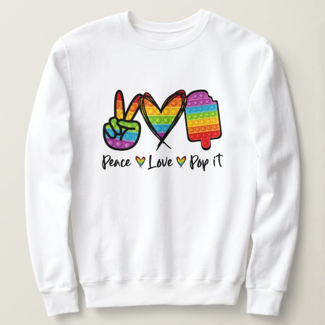 Peace Liebe Pop It Sweatshirt, Rainbow Pop It Sweatshirt (Design vorne)