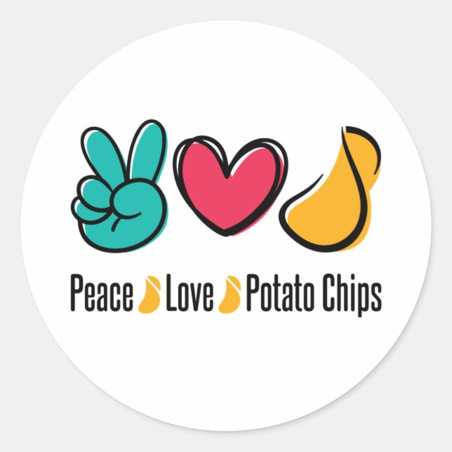 Peace Liebe Potato Chips Runder Aufkleber (Vorderseite)