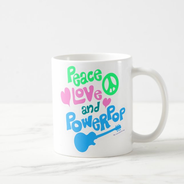 Peace Liebe Powerpop Epic Fun Music Slogan Tasse (Rechts)