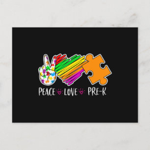 Peace Liebe Pre-K Autismus Awareness - 100 Tage sm Postkarte
