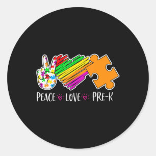 Peace Liebe Pre-K Autismus Awareness - 100 Tage sm Runder Aufkleber