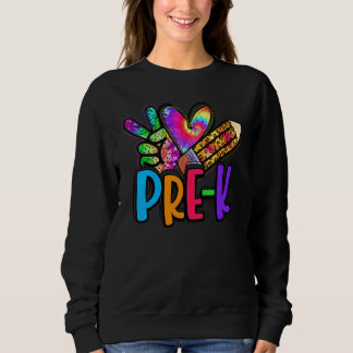 Peace Liebe Pre K Squad Gefärbte Krawatte zurück z Sweatshirt