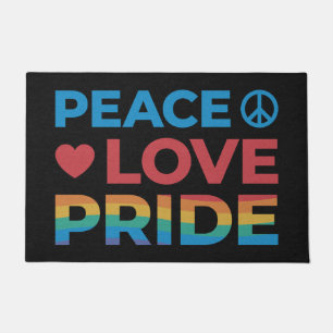 Peace Liebe Pride LGBT farbenfrohe Retro Black Fußmatte