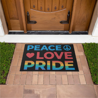 Peace Liebe Pride Rainbow Gay Pride Black Fußmatte