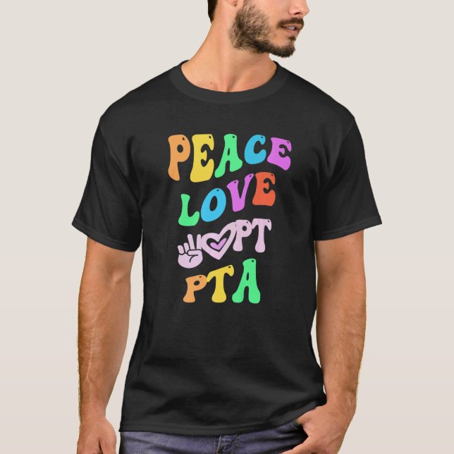 PEACE LIEBE PTA Retro Elternvereinigung Gr T-Shirt (Vorderseite)