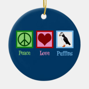 Peace Liebe Puffins Niedlich Blue Puffin Weihnacht Keramik Ornament