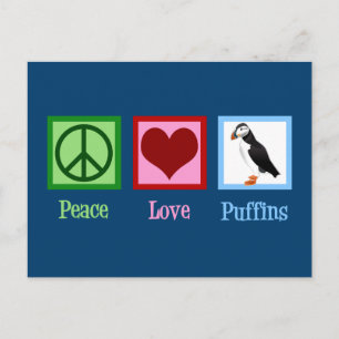 Peace Liebe Puffins Postkarte
