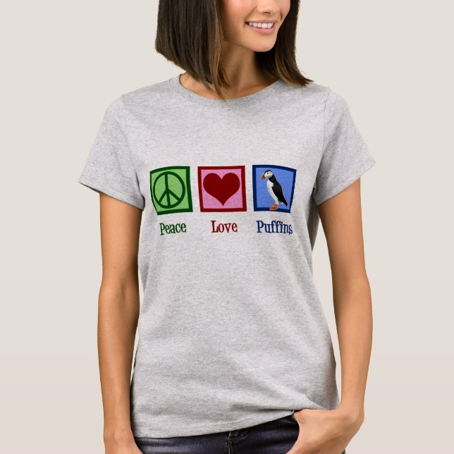 Peace Liebe Puffins T-Shirt (Vorderseite)