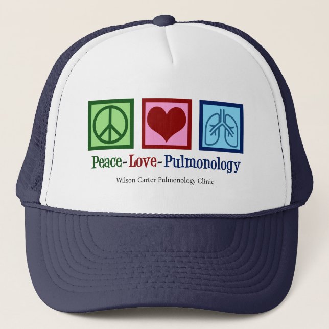 Peace Liebe Pulmonology Customizable Pulmonologe Truckerkappe (Vorderseite)