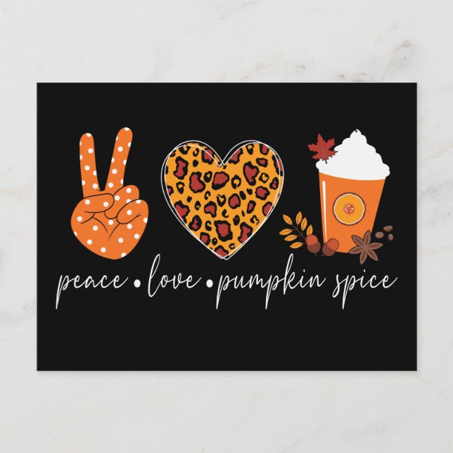Peace Liebe Pumpkin Gewürz Erntedank Postkarte (Vorderseite)