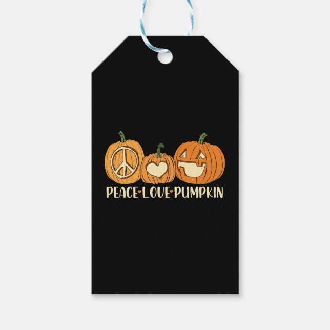 Peace Liebe Pumpkin Halloween Geschenkanhänger (Vorderseite)